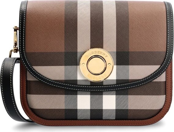Burberry Checked Foldover Top Medium Elizabeth Bag