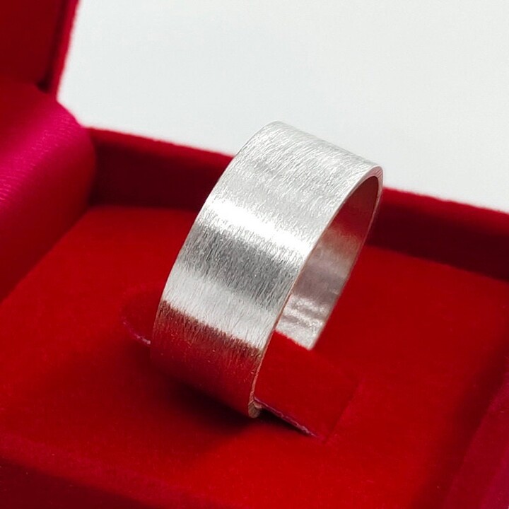 Etsy 8mm Brushed Sterling Silver Ring, Matte Satin Finish Band 925 Wedding Ring For Men Or Women, Textured
