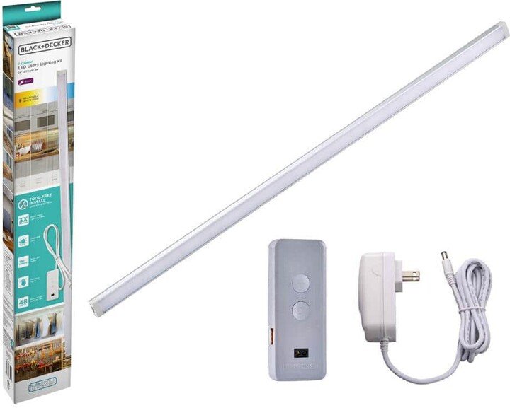 Black & Decker 24 in. Plug-In Kit Adjustable Silver Integrated LED Linkable 1-Bar Tool-Free Under Cabinet Light