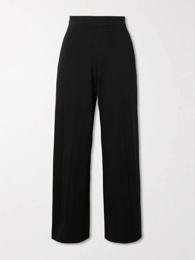 Max Mara Lama Ribbed Jersey Wide-leg Pants - Black