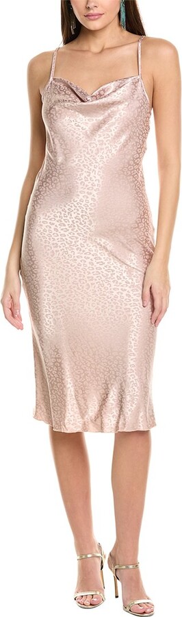 Bebe Satin Jacquard Midi Slip Dress