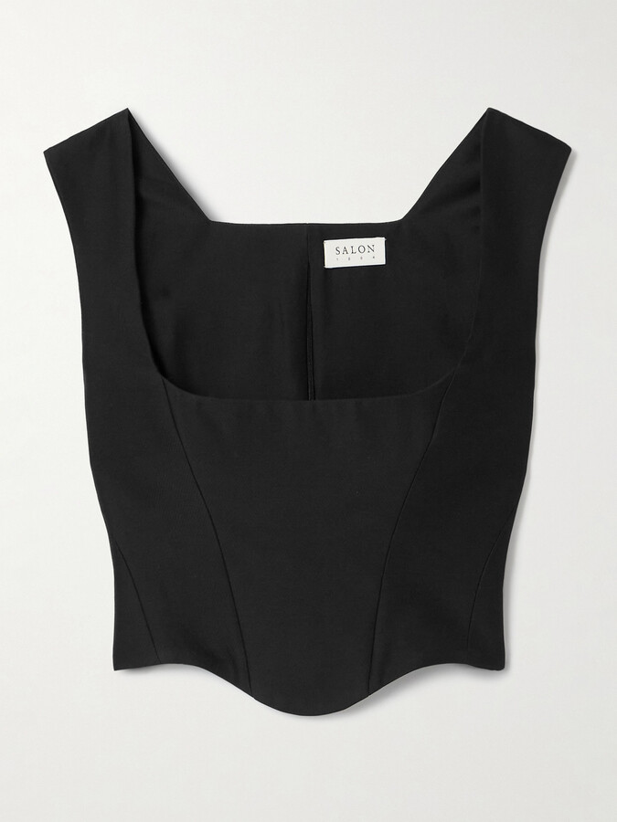 Salon 1884 - Friuli Cropped Cotton And Silk-blend Top - Black