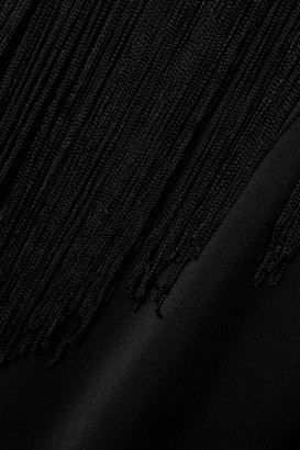 Miguelina Amara Fringed Silk-satin Wrap Maxi Skirt - Black