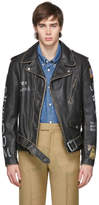 Thumbnail for your product : Schott Black Hand-Painted Leather Fitted Motorcycle Jacket