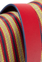 Thumbnail for your product : Diane von Furstenberg Soiree Striped Faux Raffia-paneled Leather Shoulder Bag