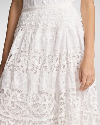 [Ralph Lauren]★Battenberg-Lace Linen Midi Skirt★White Polo Ralph Lauren Battenberg Lace Linen Midi Skirt - ShopStyle