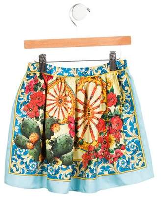 Dolce & Gabbana Girls' Silk Wheel and Prickly Pear Skirt