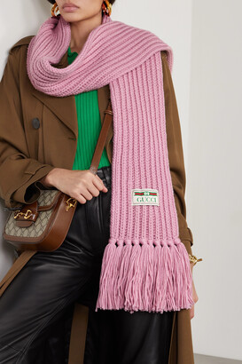 Gucci Fringed Ribbed Wool Scarf