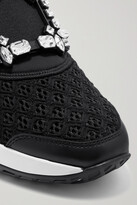 Thumbnail for your product : Roger Vivier Viv Run Crystal-embellished Stretch, Mesh And Leather Sneakers - Black