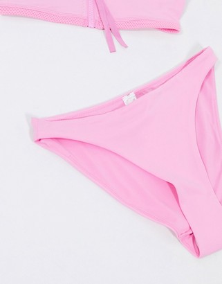 Weekday Ava high cut bikini bottoms in pink