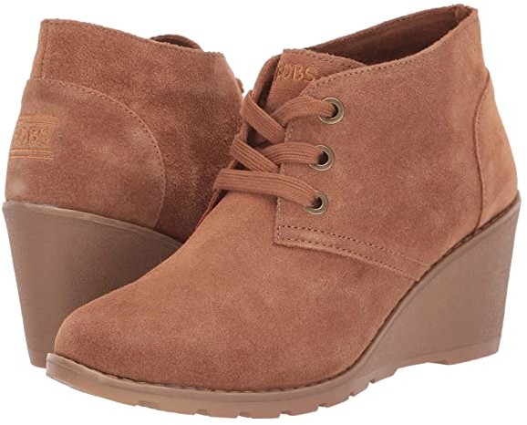 skechers suede wedge boots