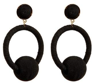 Suzanna Dai Wrapped Cord Ball Accent Hoop Drop Earrings