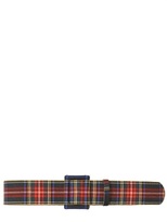 Thumbnail for your product : Fausto Puglisi Wool Tartan & Leather Belt