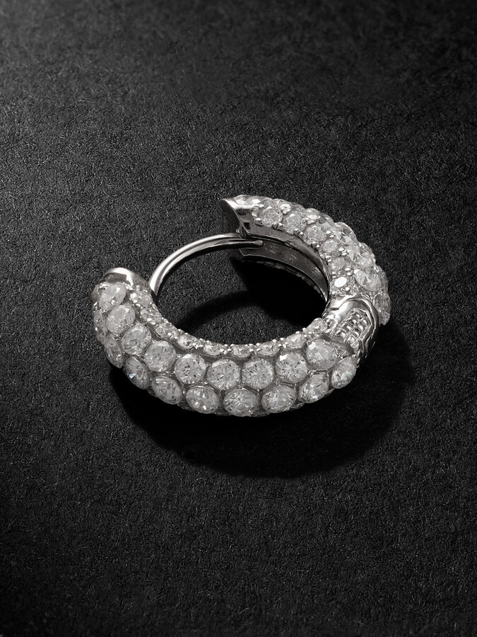 Maria Tash Invisible 8mm 18-Karat White Gold Diamond Single Hoop Earring