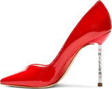 Thumbnail for your product : Webster Sophia Red Patent Leather Lyla Text Heel Pumps