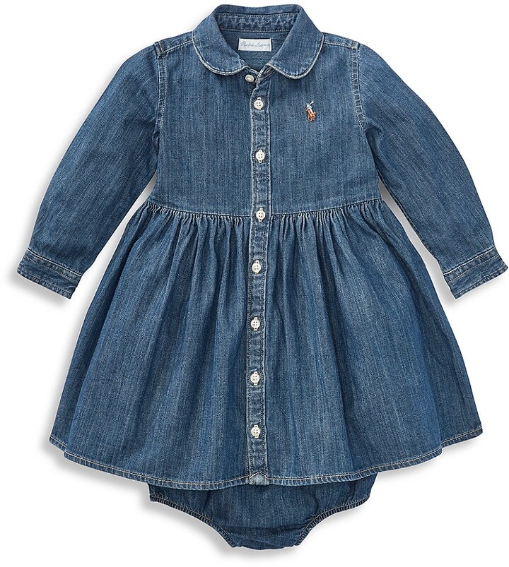 BABY GIRLS EMBROIDERED DENIM DRESS BLUE NEW ref 253 Baby Clothing 