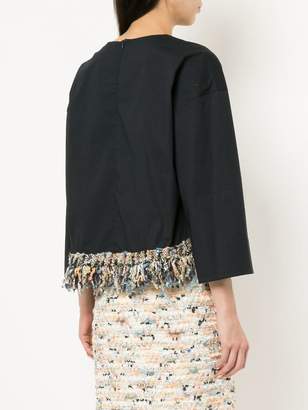 Coohem tweed-fringed fitted top