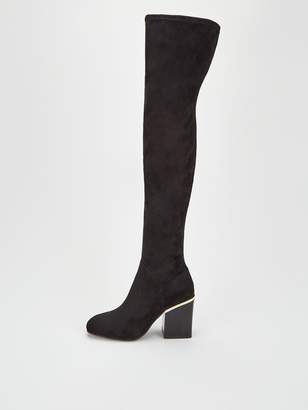 Very Letica Block Heel Stretch Back Over The Knee Boots - Black