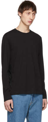 Helmut Lang Black Overlay Logo Long Sleeve T-Shirt
