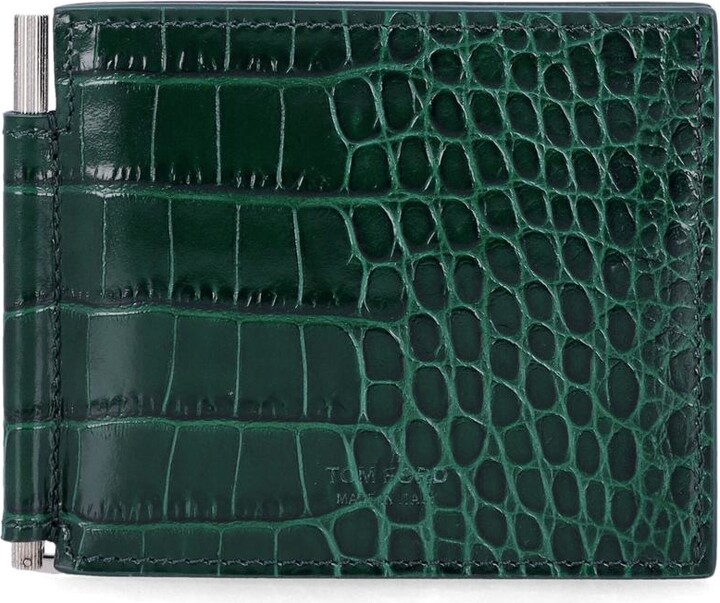 Tom Ford Croc-Embossed Leather Money Clip Wallet