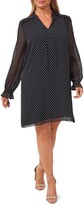Thumbnail for your product : CeCe Duet Mini Dot Long Sleeve A-Line Dress