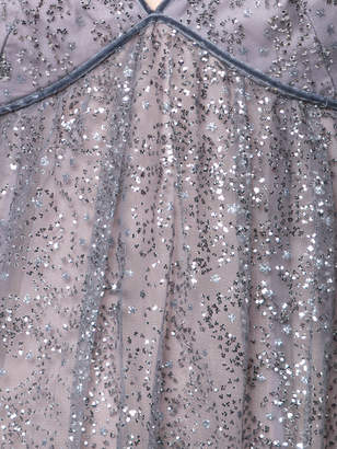 Marchesa Notte glitter detail layered dress
