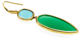Ila Pavia 14K Yellow Gold, Chrysoprase, Turquoise & 0.07 Total Ct. Diamond Drop Earrings
