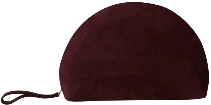 burgundy suede clutch bag