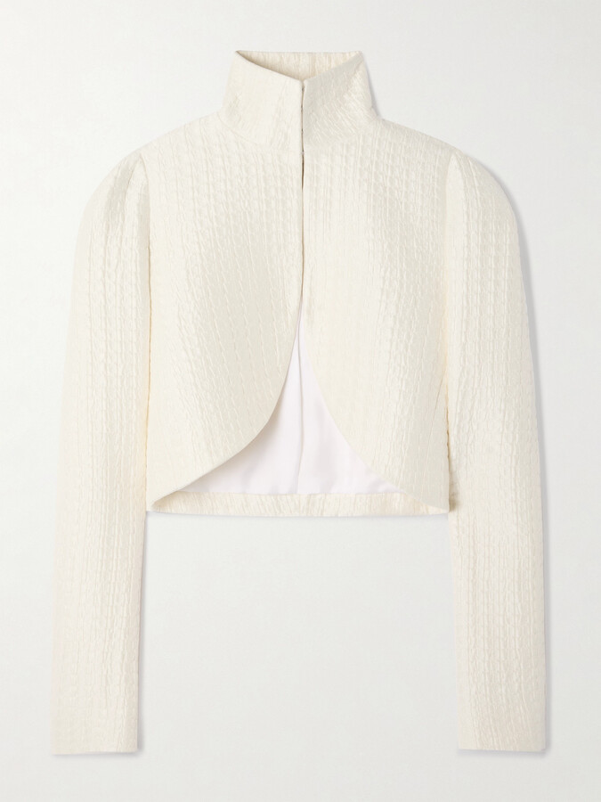 Alaïa - Cropped Silk-cloqué Jacket - Ivory