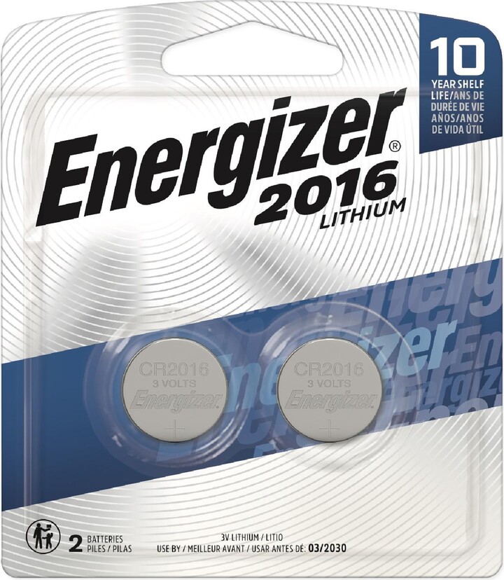 Energizer CR2016 3V Coin Cell Lithium Batteries - Package of 2