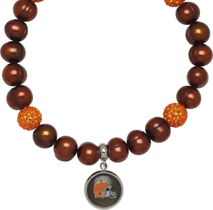 Honora Cleveland Browns Stretch Pearl & Crystal Bracelet