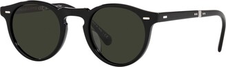 Oliver Peoples Gregory Peck Round Acetate Sunglasses, Black
