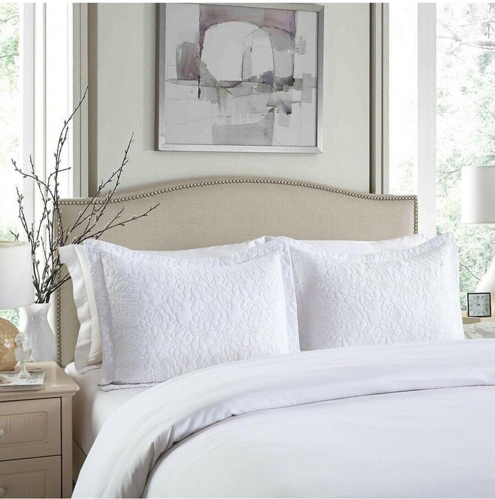 MarCielo 2 Pcs Embroidered Pillow Shams Decorative Microfiber Pillow Shams-Standard