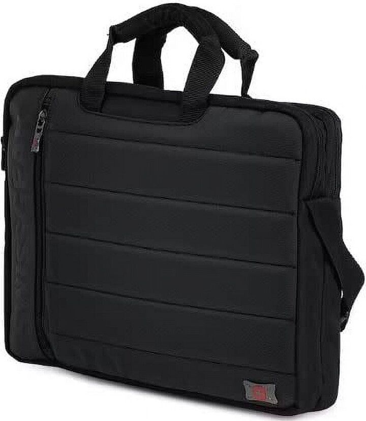 Wenger Polyester & Leather Anthem 17 inch Slimcase Laptop Bag, Black/Gray