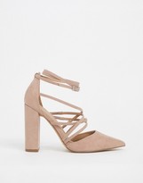 Thumbnail for your product : ASOS DESIGN Pick Me Up high block heels in taupe