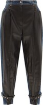 Thumbnail for your product : Alexander McQueen High-rise Leather-panel Denim Trousers