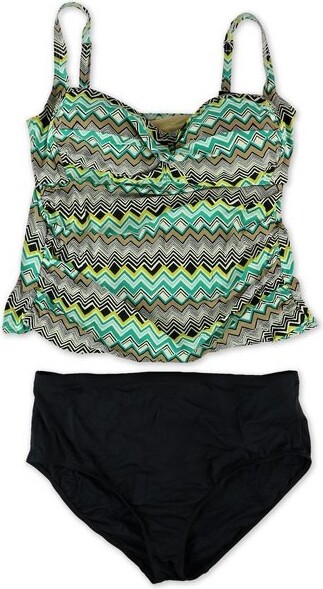 La Blanca LaBlancaWomensSaharaChevronHiWaist2PieceTankiniemeraldblk18
