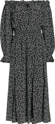 Elie Tahari Night Floral Silk Off-The-Shoulder Maxi Dress