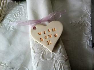 The Handmade Mug Company Wedding Napkin Tie And Place Name Heart