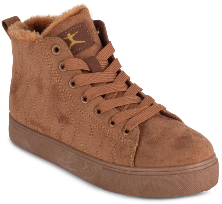 tan high top trainers
