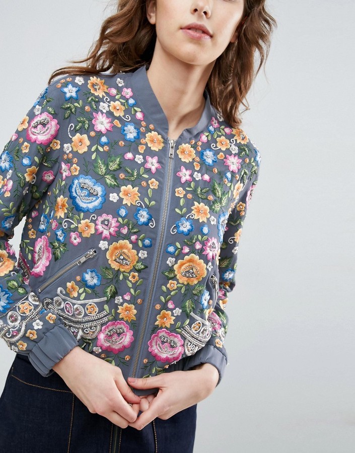 Needle & Thread Needle and Thread Floral Embroidered Bomber Jacket