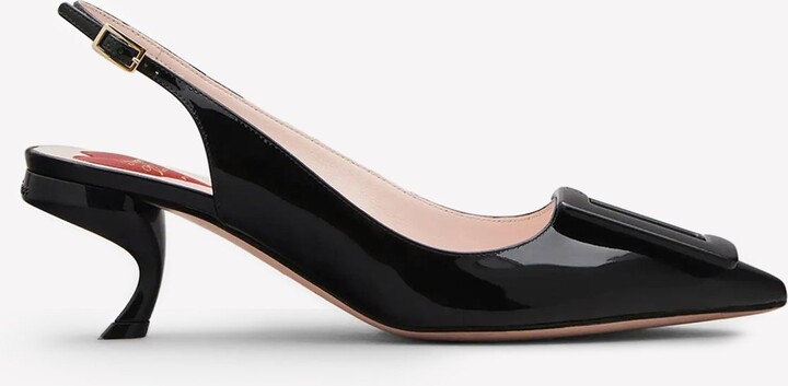 Roger Vivier Virgule 55 Buckle Slingback Pumps in Patent Leather