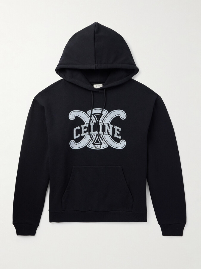 Celine Logo-Print Cotton-Jersey Hoodie