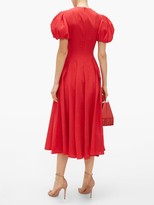 Thumbnail for your product : Emilia Wickstead Doreen Puff-sleeve Seersucker Midi Dress - Red