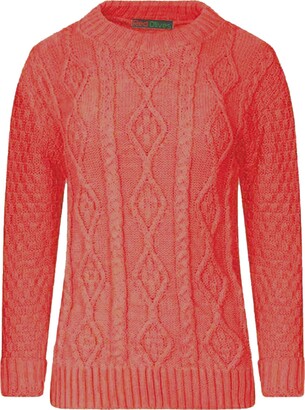 Red Olives Ladies Womens New Chunky Diamond Cable Knitted Long Sleeve Sweater Pull Over Jumper Top (16/18