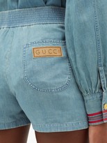 Thumbnail for your product : Gucci High-rise Side-stripe Chambray Shorts - Blue