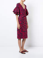 Thumbnail for your product : Oscar de la Renta ruffle sleeve brocade print dress