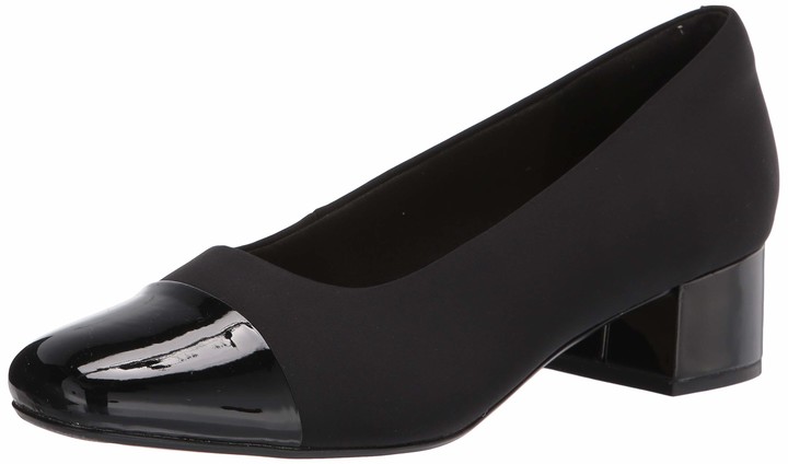 clarks black patent pumps