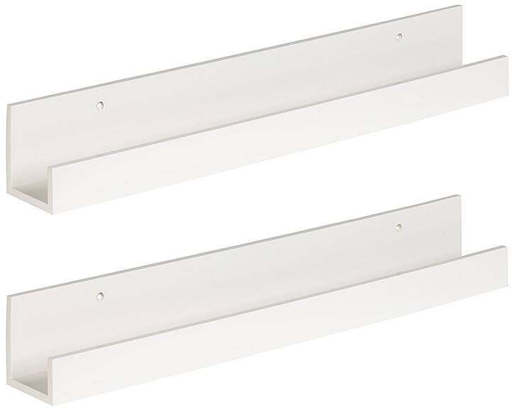 Kate and Laurel Levie 24" Wood Shelf Wall Ledges In White (Set Of 2