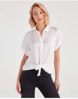 Thumbnail for your product : 7 For All Mankind Tie Front Short Sleeve Shirt In Soft White